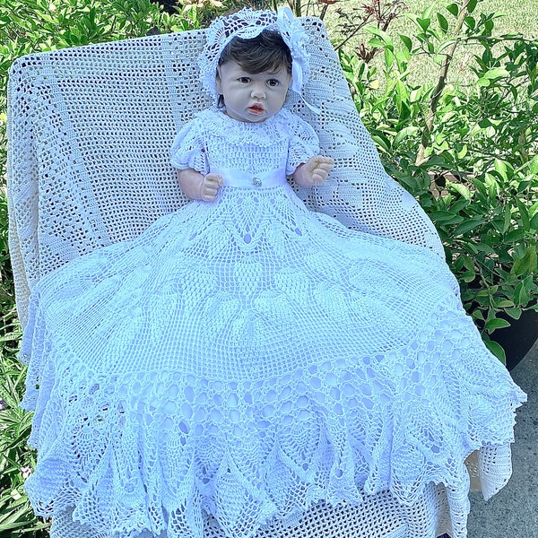 Crochet gown Urszula christening pattern, thread crochet pattern, baptismal crochet, baby pattern, baby crochet, blessing pattern, baby gown