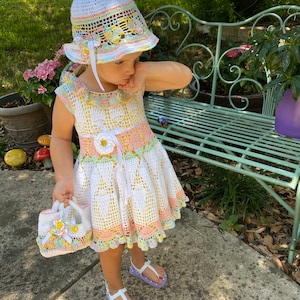 Crochet Urszula summer toddler dress pattern, thread crochet dress, crochet pattern, girl crochet pattern, girl lacy dress, crochet outfit