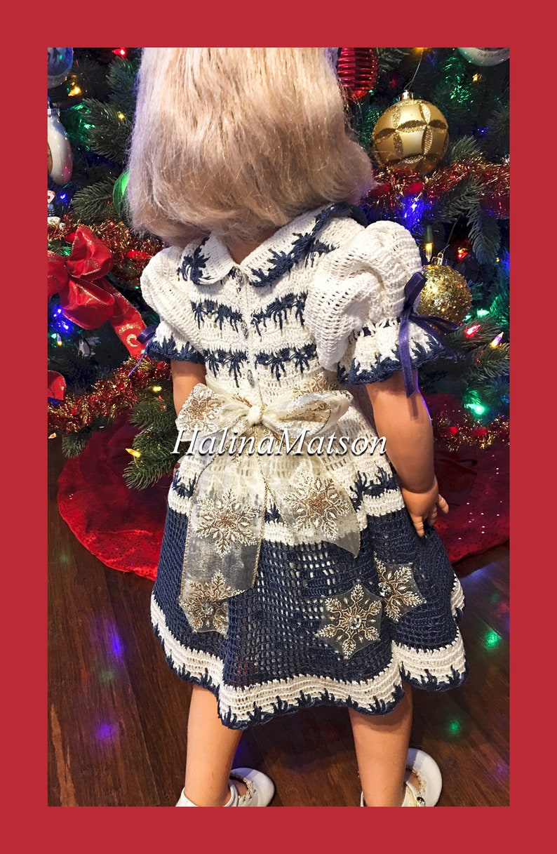 holiday crochet dress baby dress crochet filet crochet dress hand made Hand crochet baby Erika snowflake Christmas dress baby crochet