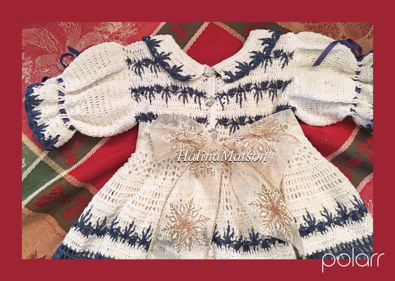 holiday crochet dress baby dress crochet filet crochet dress hand made Hand crochet baby Erika snowflake Christmas dress baby crochet