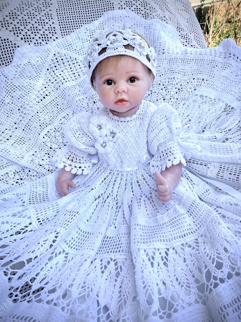 Crochet gown Princess Gracelyn christening pattern, crochet pattern, thread crochet, baptismal gown, baby crochet pattern, christening, baby image 5