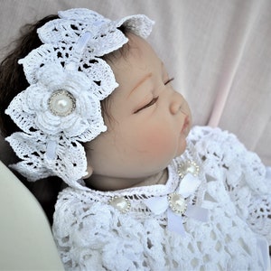 Crochet headband Heirloom pattern, hair accessories, crochet pattern, headband crochet, baby shower gift, christening headband, baby gifts,
