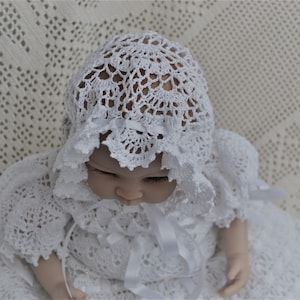 Crochet bonnet Andrea pattern, baby pattern, crochet baby hat, thread crochet pattern, baby crochet, christening bonnet, baby accessory, hat
