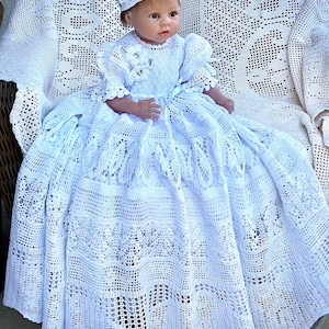 Crochet gown Princess Gracelyn christening pattern, crochet pattern, thread crochet, baptismal gown, baby crochet pattern, christening, baby image 4