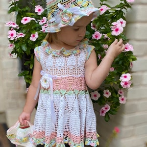 Crochet Urszula summer toddler dress pattern, thread crochet dress, crochet pattern, girl crochet pattern, girl lacy dress, crochet outfit