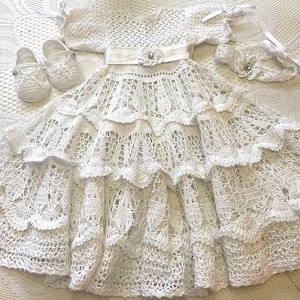 crochet gown Jennie christening pattern, thread crochet pattern, christening, baptismal outfit, christening pattern, baby ensemble, blessing