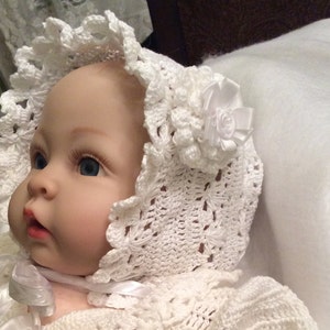 Crochet pattern of baby Erika christening bonnet, pdf crochet pattern, thread christening bonnet pattern, blessing bonnet, baptismal bonnet