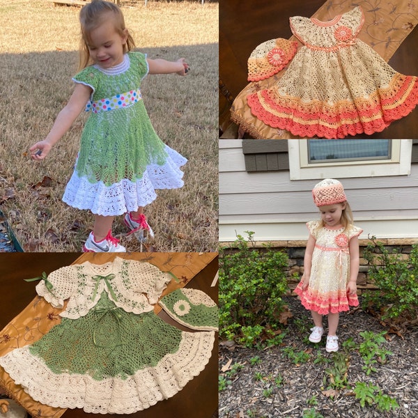 Crochet Heirloom style summer dress pattern, girls Easter dress, thread crochet, crochet pattern, crochet dress pattern,  toddler dress,