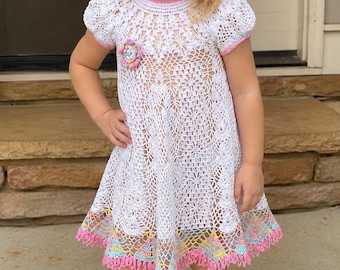 Crochet heirloom summer dress and headband thread pattern, toddler crochet  crochet pattern, baby dress pattern, summer girls dress, pattern