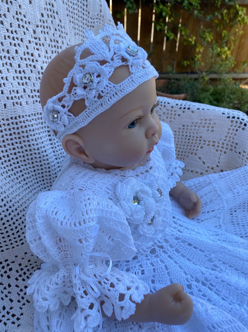 Crochet gown Princess Gracelyn christening pattern, crochet pattern, thread crochet, baptismal gown, baby crochet pattern, christening, baby image 9