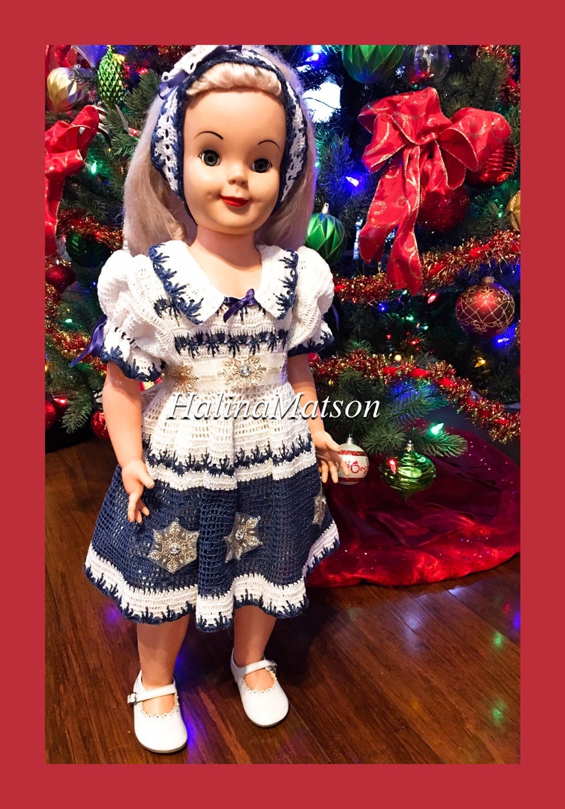 holiday crochet dress baby dress crochet filet crochet dress hand made Hand crochet baby Erika snowflake Christmas dress baby crochet