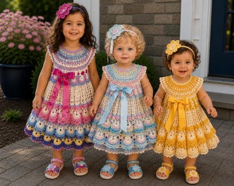 crochet tiered dress pattern Vivienne Dress Crochet Pattern PDF Baby & Children's Lace Ruffle Dre The Moule Hole