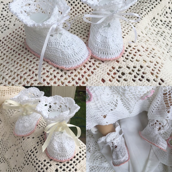 Booties heirloom crochet christening pattern, crib shoes, baby crochet, thread booties, baptismal accessories, thread crochet pattern, baby