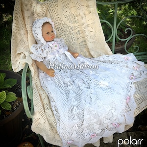 Crochet gown Heirloom christening pattern, thread crochet christening, baby pattern, crochet pattern, baby crochet, baptism gown, christenin