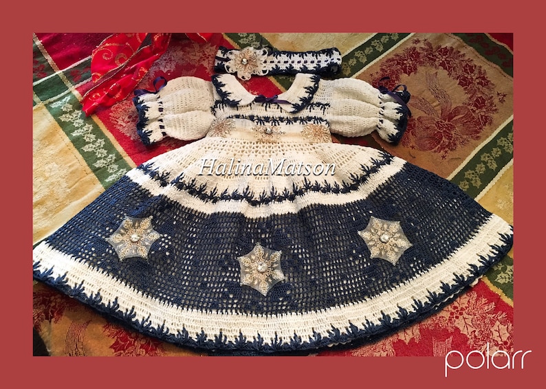 holiday crochet dress baby dress crochet filet crochet dress hand made Hand crochet baby Erika snowflake Christmas dress baby crochet