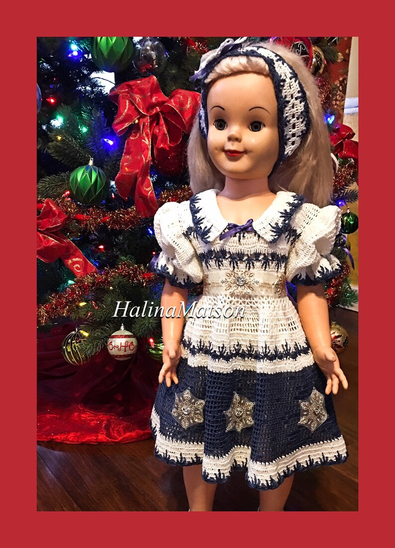 holiday crochet dress baby dress crochet filet crochet dress hand made Hand crochet baby Erika snowflake Christmas dress baby crochet