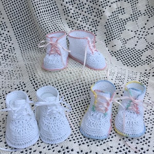 Crochet booties Baby high top pattern, baby shoes, baby bootie, christening booties, crochet pattern, thread booty, baby pattern, baby image 1