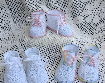 Crochet booties Baby high top pattern, baby shoes, baby bootie, christening booties, crochet pattern, thread booty, baby pattern, baby