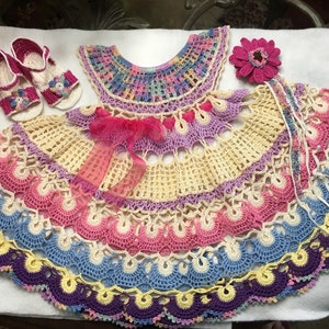 Crochet dress Fantail thread baby girl summer pattern, flower girl dress, pdf pattern dress, toddler crochet dress pattern, crochet pattern,
