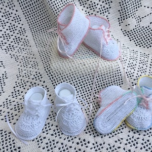 Crochet booties Baby high top pattern, baby shoes, baby bootie, christening booties, crochet pattern, thread booty, baby pattern, baby image 2