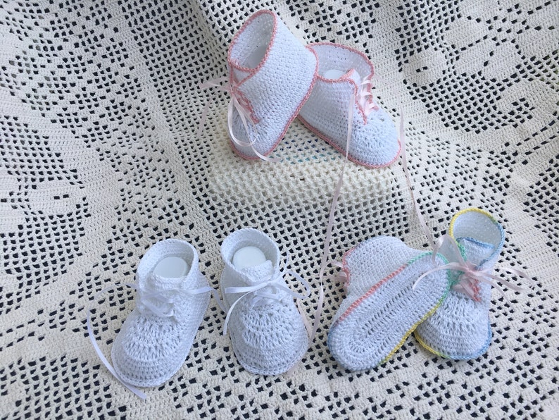 Crochet booties Baby high top pattern, baby shoes, baby bootie, christening booties, crochet pattern, thread booty, baby pattern, baby image 2