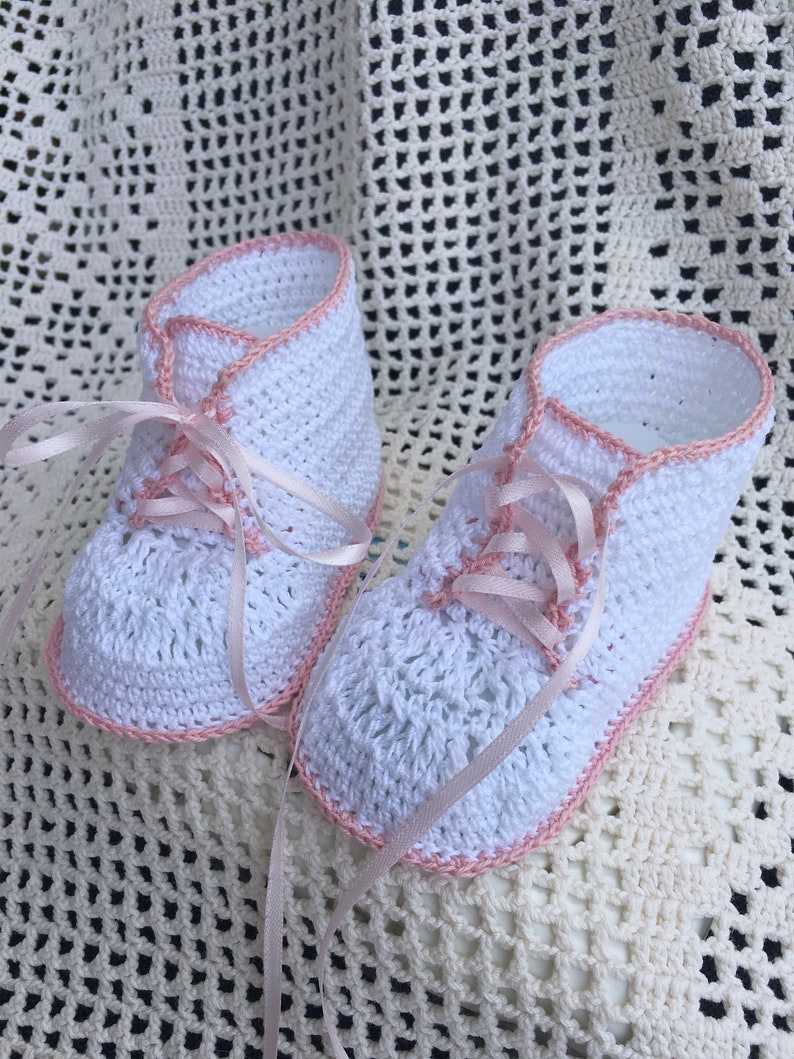 Crochet booties Baby high top pattern, baby shoes, baby bootie, christening booties, crochet pattern, thread booty, baby pattern, baby image 3