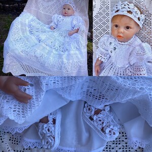 Crochet gown Princess Gracelyn christening pattern, crochet pattern, thread crochet, baptismal gown, baby crochet pattern, christening, baby image 3