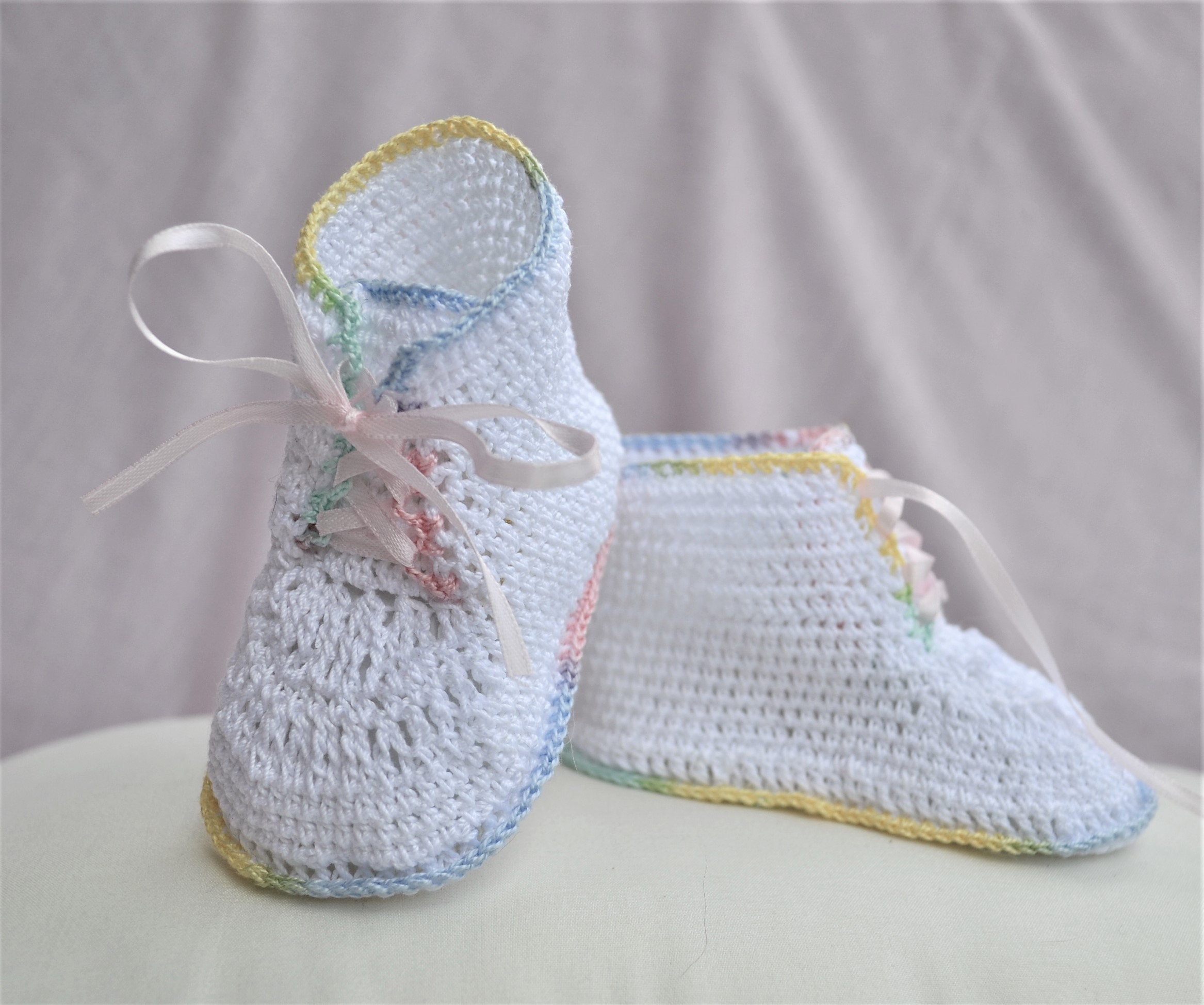 HCBBHT, patucos de hilo superior de bebé de crochet, zapatitos de bebé de  crochet, crochet de hilo, crochet a mano, patucos y zapatos de cuna, baby  shower, zapatos de bebé 