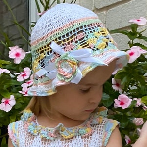 Crochet Urzula summer hat pattern, baby beanie, thread crochet hat, pattern, crochet pattern, crochet hat, girls beanie, toddler hat, hat