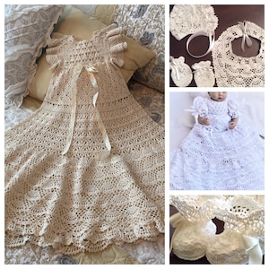 Crochet gown Baby Andrea christening pattern, christening dress, crochet pattern, crochet baby dress, pattern, baby dress, pdf, thread