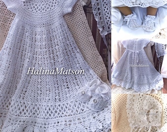 Crochet gown Jane yoked christening thread pattern, christening pattern, thread crochet, baby crochet, baby pattern, blessing crochet, baby