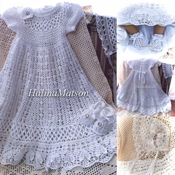 Crochet gown Jane yoked christening thread pattern, christening pattern, thread crochet, baby crochet, baby pattern, blessing crochet, baby