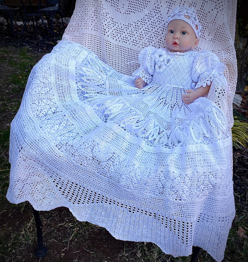 Crochet gown Princess Gracelyn christening pattern, crochet pattern, thread crochet, baptismal gown, baby crochet pattern, christening, baby image 10