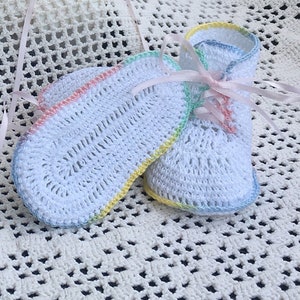 Crochet booties Baby high top pattern, baby shoes, baby bootie, christening booties, crochet pattern, thread booty, baby pattern, baby image 9