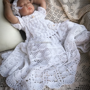 Dress Baby Andrea crochet christening pattern, baby pattern, thread crochet christening, baptismal pattern, crochet pattern, baby set, gown