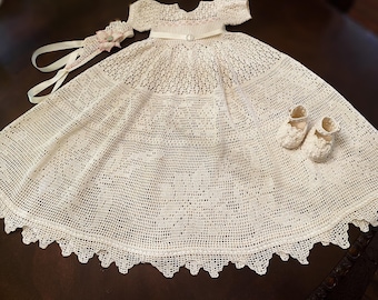 Crochet dress Princess Lilly christening pattern, baby crochet pattern, christening outfit, thread crochet christening, baptism, blessing,