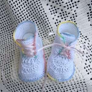 Crochet booties Baby high top pattern, baby shoes, baby bootie, christening booties, crochet pattern, thread booty, baby pattern, baby image 5