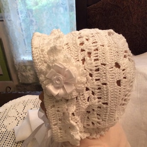 Crochet bonnet and headband Baby Erika pattern, thread crochet bonnet, baby christening, baby pattern, accessories, crochet pattern, baby