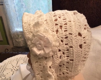 Erika thread Crochet Baby Bonnet Pattern, Christening Headband (PDF Pattern)