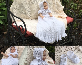 Crochet gown Field of flowers christening pattern, baptism, baby dress, crochet dress pattern, baby crochet, thread crochet pattern, baby