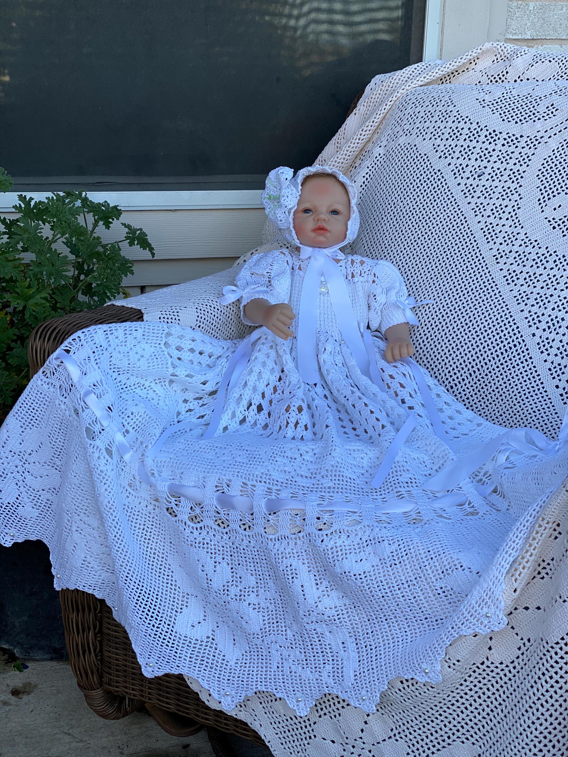 crochet blessing dress Crochet Christening dress | Christening dress size 3 - 6 Months