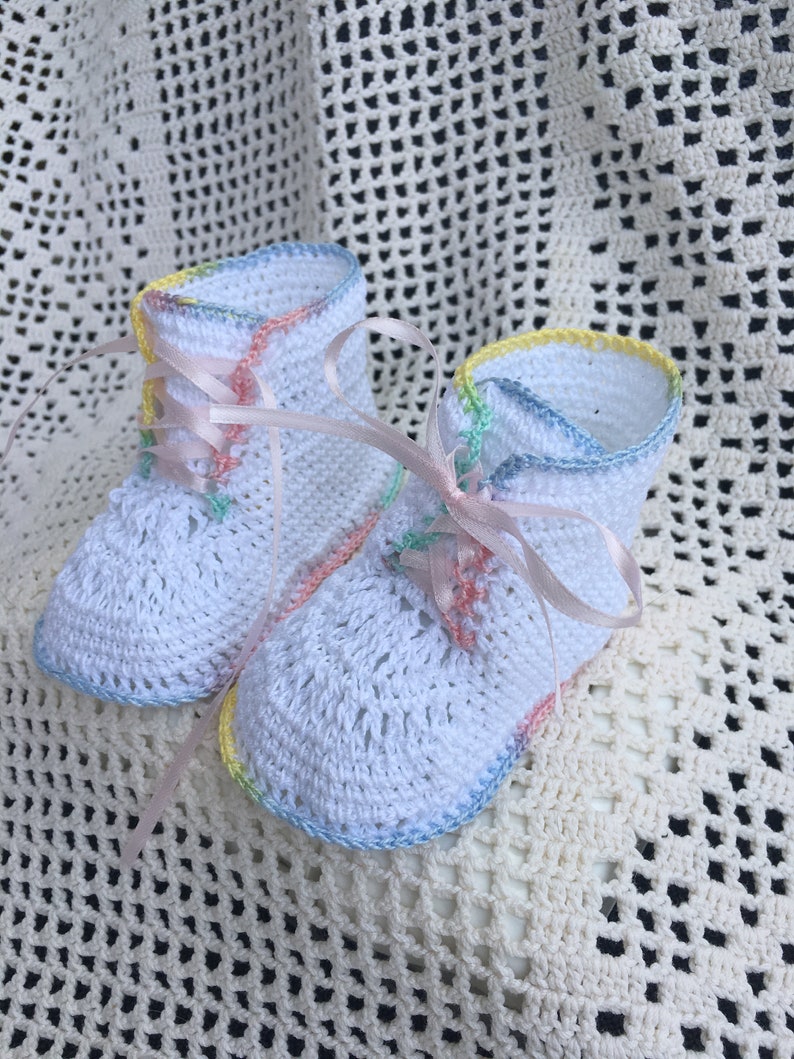 Crochet booties Baby high top pattern, baby shoes, baby bootie, christening booties, crochet pattern, thread booty, baby pattern, baby image 7