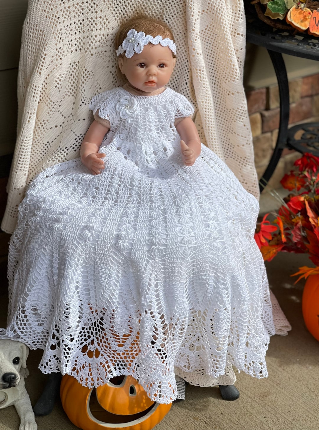 white christmas dresses Ivory Dream Christening Gown Baby Set Crochet Pattern – IraRott Designs main image 0