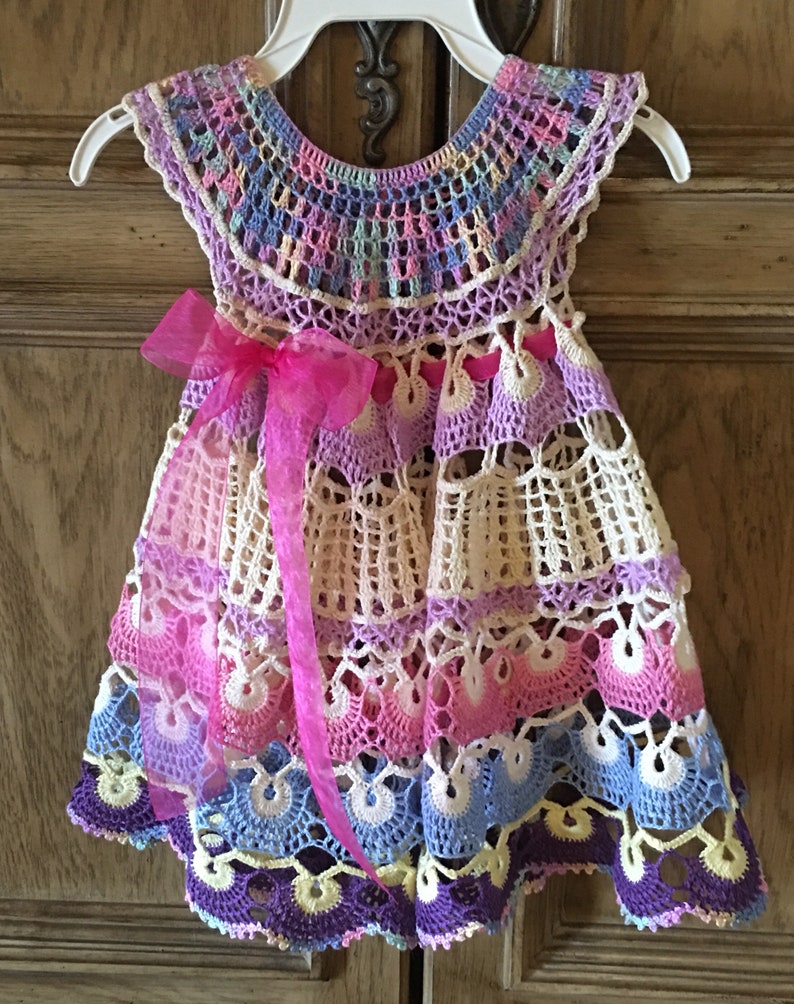 Crochet Fantail Summer Dress Pattern Crochet Yoke Dress Baby Etsy