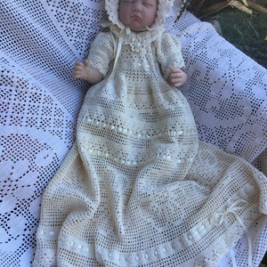 Crochet Gown Baby Erika Christening Pattern Bonnet Booties - Etsy