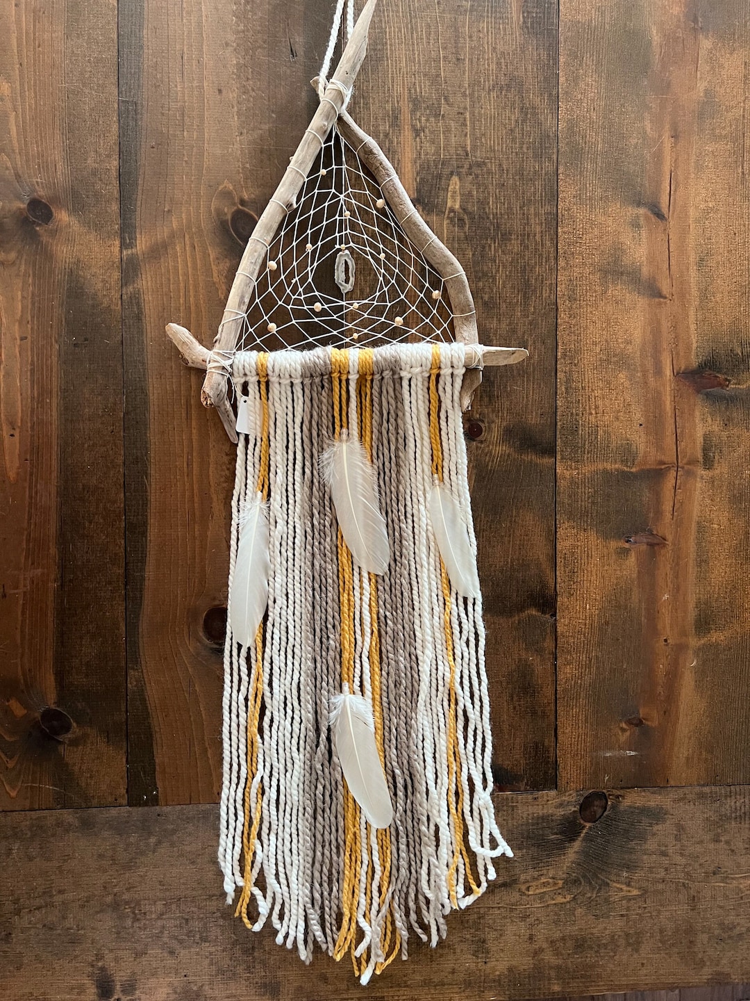 Driftwood Triangle Dreamcatcher Unique Dream Catcher Geode - Etsy