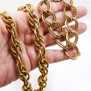 Vintage Goldtone Chain Necklace & Bracelet, Zentall, 80&#39;s style