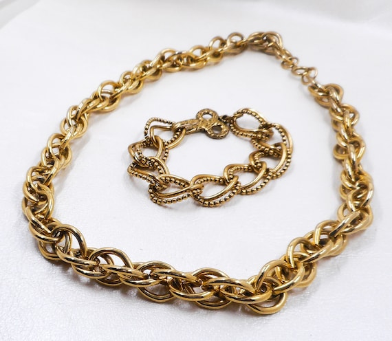 Vintage Goldtone Chain Necklace & Bracelet, Zenta… - image 10