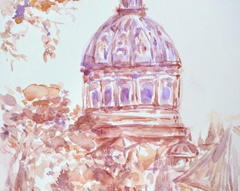 St Peter's Basilica Vatican City Watercolor Original Painting