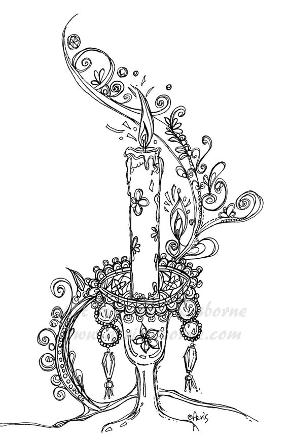 Candle Light Printable Page Adult Coloring Illustrator PDF | Etsy